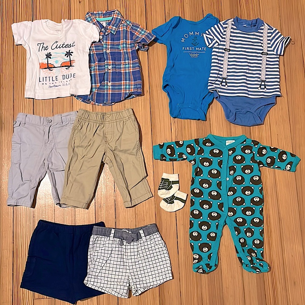 10 pc. Baby Boy Cotton Lot. Spring/Summer Bundle. Good Condition. 0-3 Months.